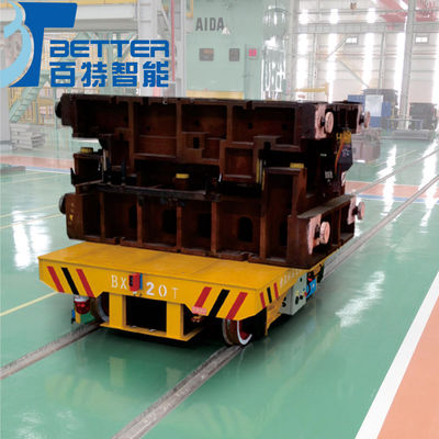 Heavy Duty Rail Transfer Cart Electric Powered 110 Ton Capacity for Transporting Large Vehicle Components in Assembly Lines