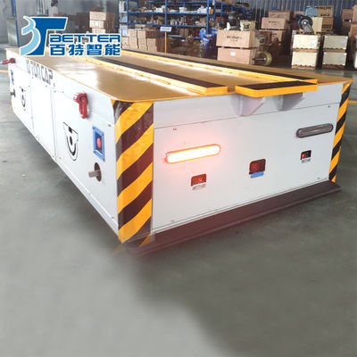 Heavy Duty Battery Powered Transfer Cart with Remote Control for Safe and Die Transport on Rails in Industrial Environments
