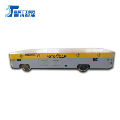 100 Ton Rubber Wheel Rail Guided Transfer Cart On Steel Bar Agv Guided Vehicle