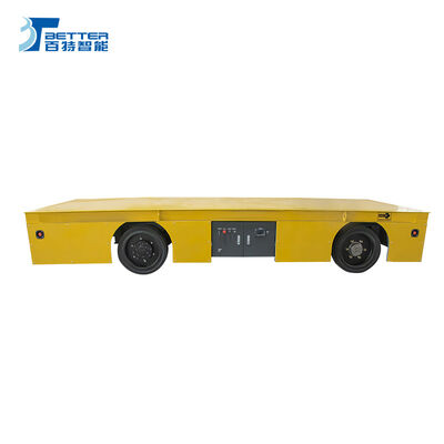 Industrial motorized trackless transfer cart featuring pu wheels for heavy material transport and flexible site navigation
