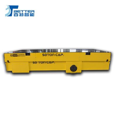 100 Ton Rubber Wheel Rail Guided Transfer Cart On Steel Bar Agv Guided Vehicle